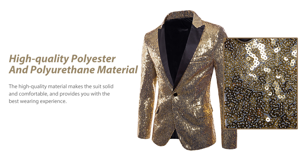 Performance Wear One Button Pockets Sequin Blazer