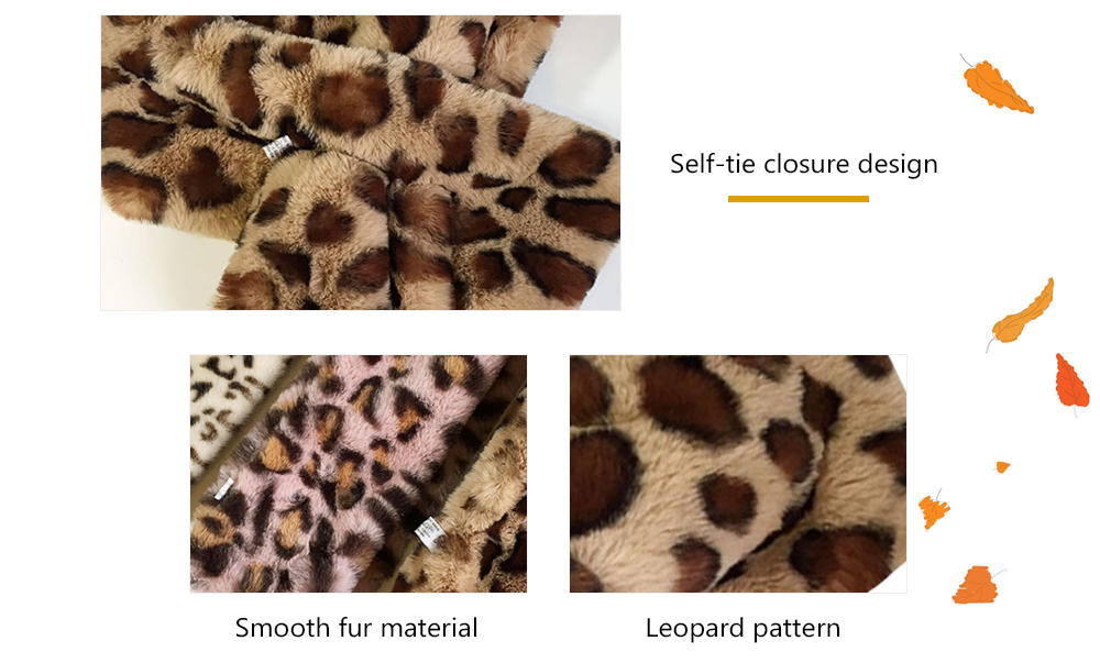 Unisex Leopard Pattern Fur Scarf Neck Warmer Wrap