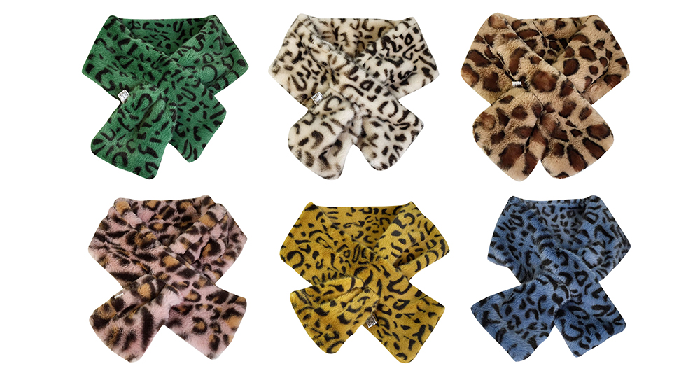 Unisex Leopard Pattern Fur Scarf Neck Warmer Wrap