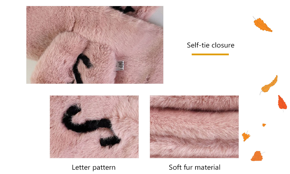 Unisex Letter Pattern Artificial Fur Scarf Neck Warmer Wrap