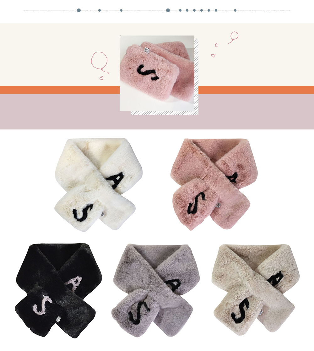 Unisex Letter Pattern Artificial Fur Scarf Neck Warmer Wrap