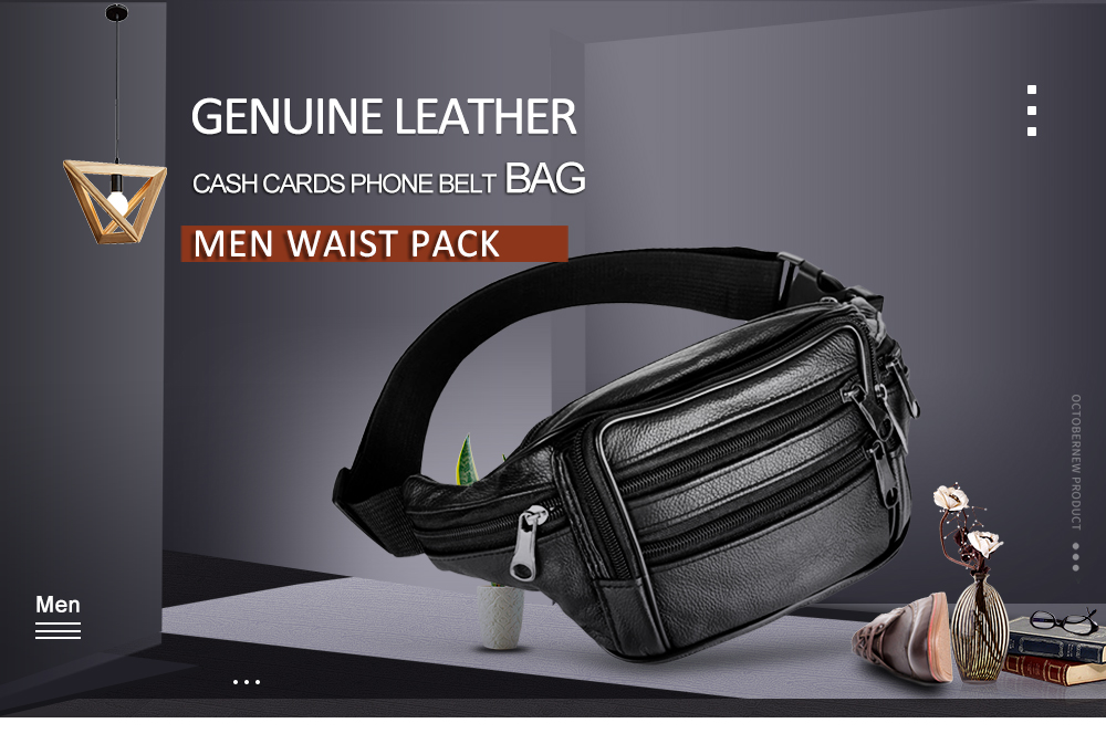 Guapabien Genuine Leather Cash Cards Phone Belt Bag Men Waist Pack
