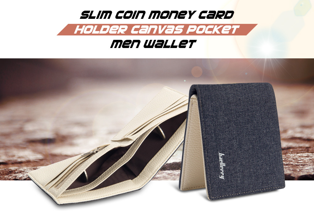 Baellerry Slim Coin Money Card Holder Canvas Pocket Men Wallet