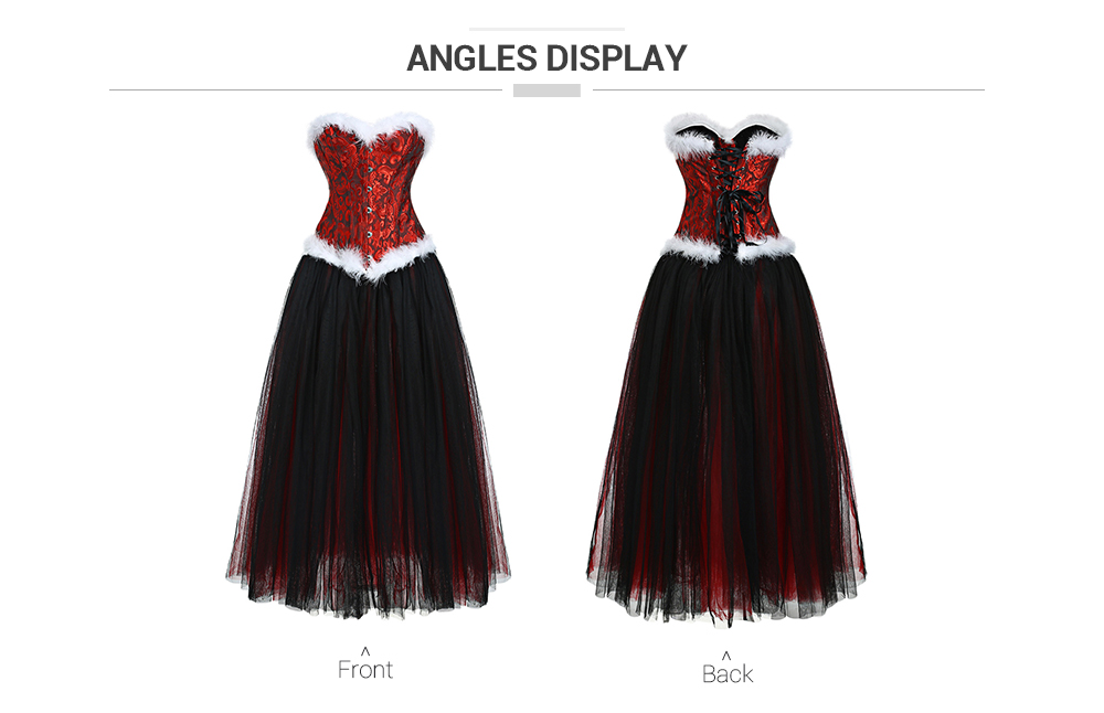 Faux Fur Jacquard Corset and Mesh Skirt