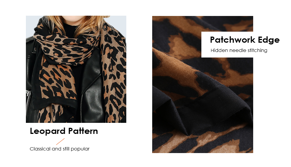 Classic Leopard Print Lightweight Women Long Wrap Shawl Scarf