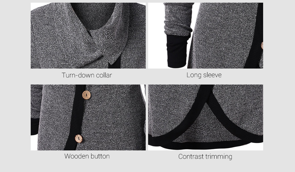 Plus Size Contrast Trim Buttons Knit Top