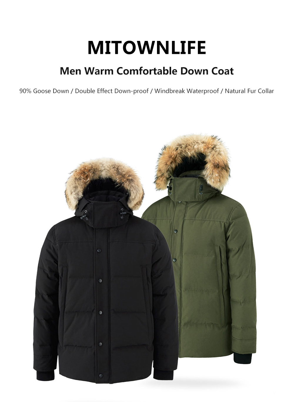 MITOWNLIFE Men Warm Comfortable Down Coat from Xiaomi Youpin