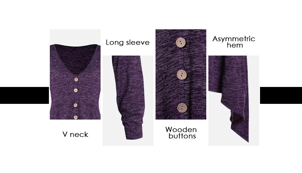 Plus Size Buttoned Asymmetrical T-shirt