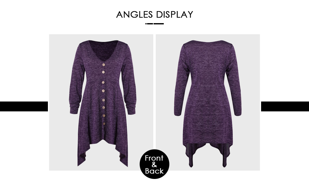 Plus Size Buttoned Asymmetrical T-shirt