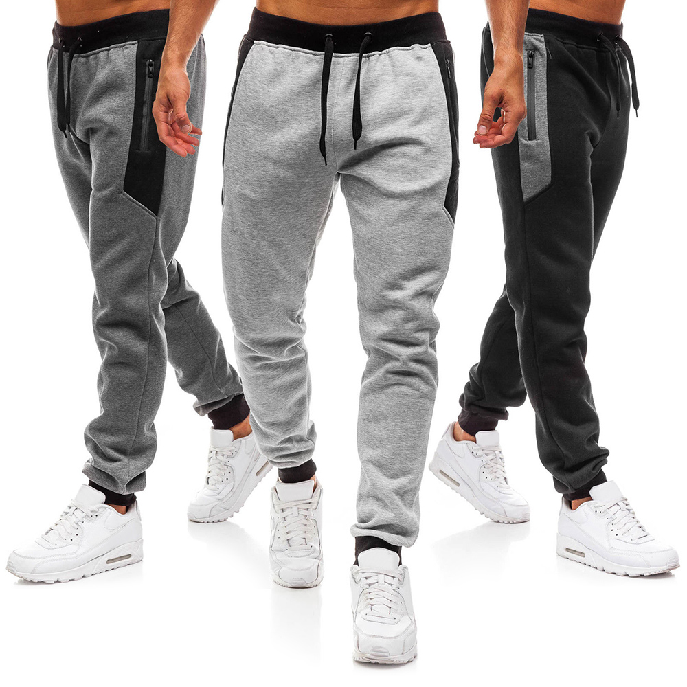 Long Drawstring Color Block Zipper Pocket Jogger Pants