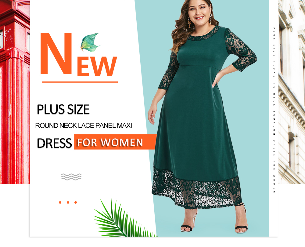 Plus Size Lace Hem Maxi Dress