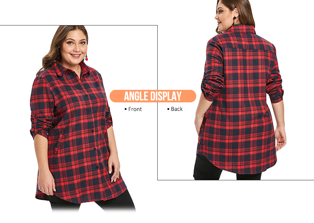 Plus Size Plaid Longline Shirt