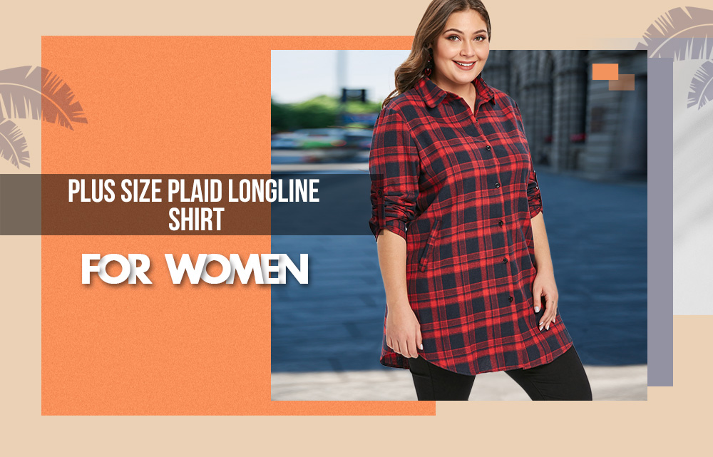 Plus Size Plaid Longline Shirt