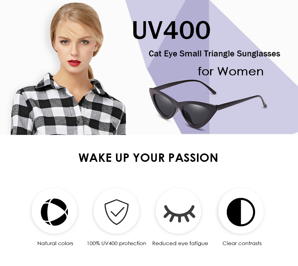 UV400 Cat Eye Small Triangle Sunglasses Eyewear Glasses for Women