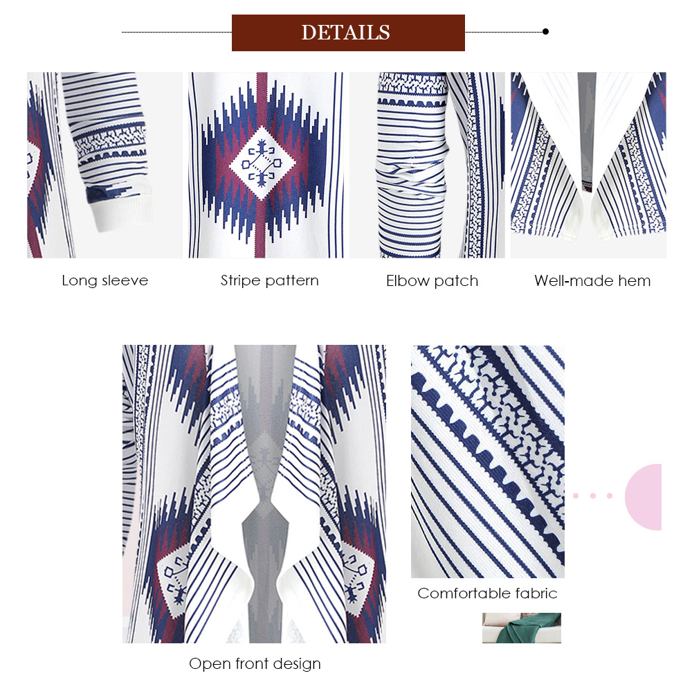 Geometric Print Drape Front Cardigan