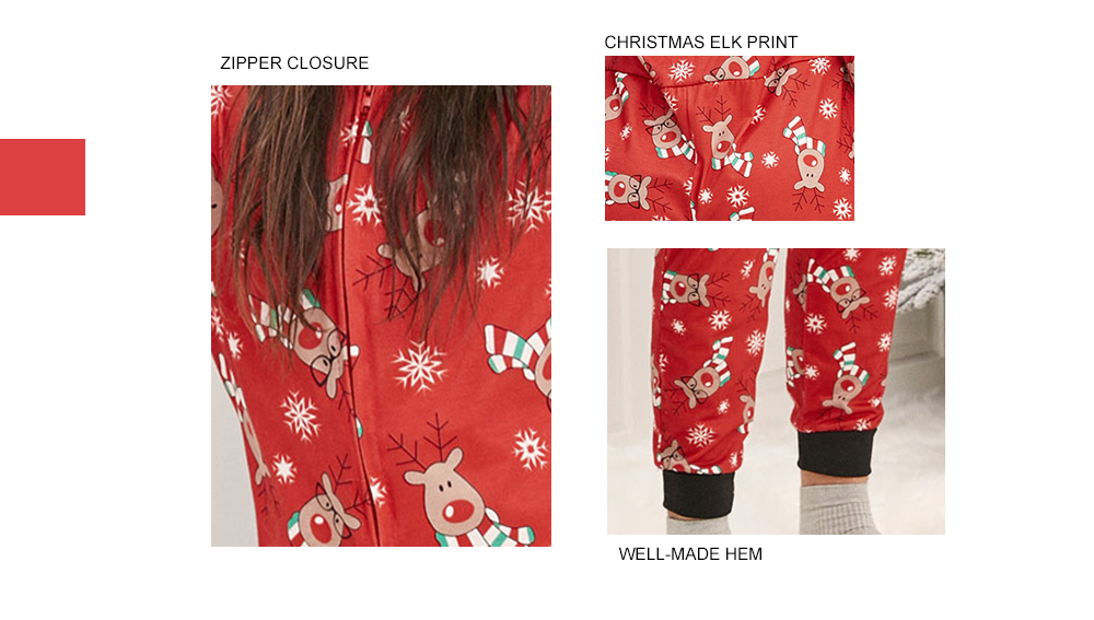 Family Christmas Elk Hooded Jumpsuit Pajama