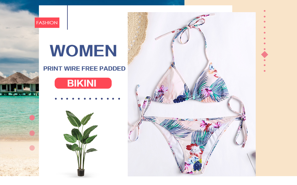 Women Wire Free Print Padded Bikini