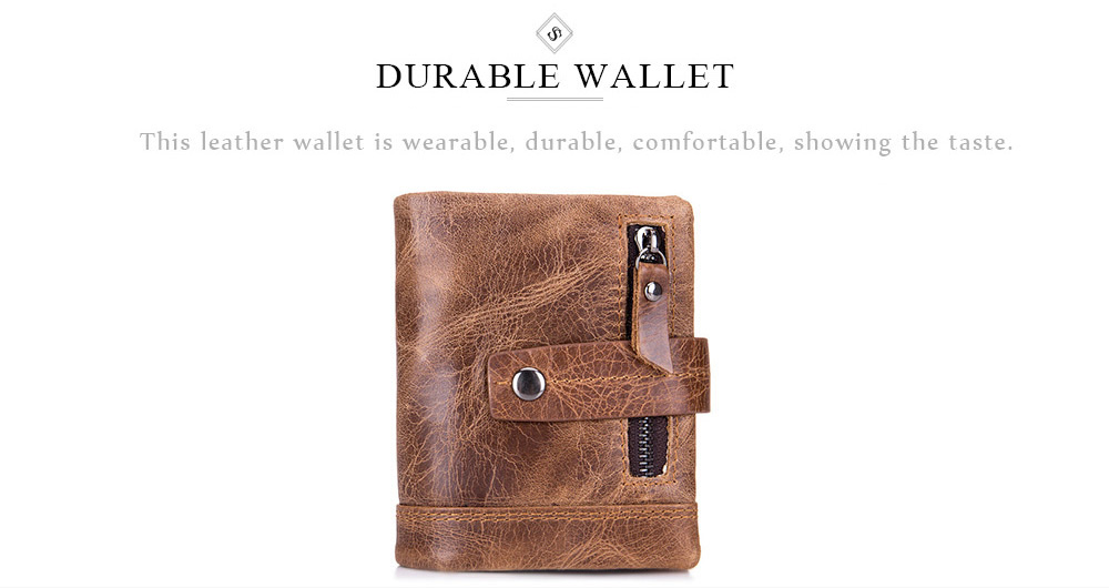 BULLCAPTAIN Trendy Genuine Leather Bifold Wallet with for Men