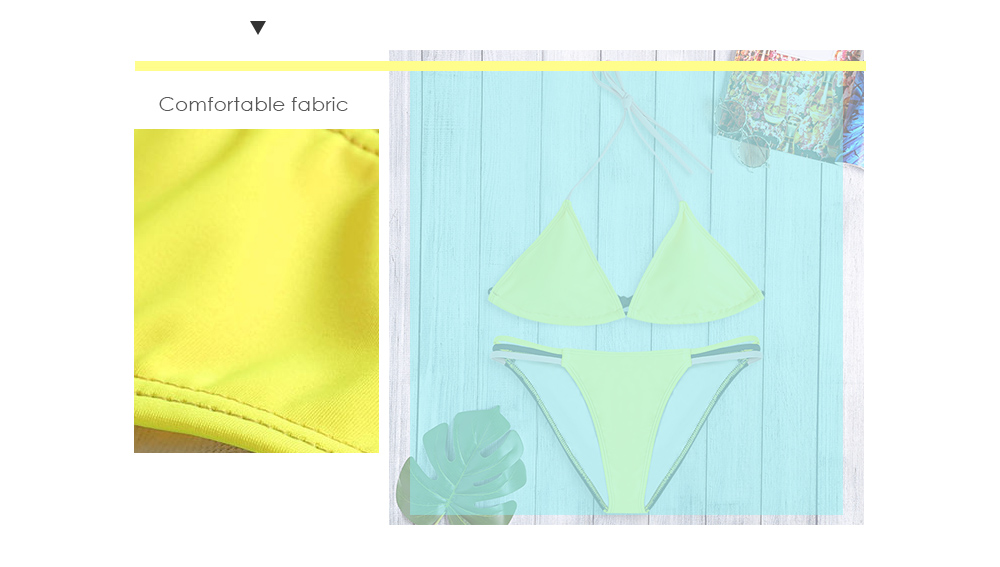 Women Sexy Color Blocking Strap Two-piece Swimwear Bikini Set