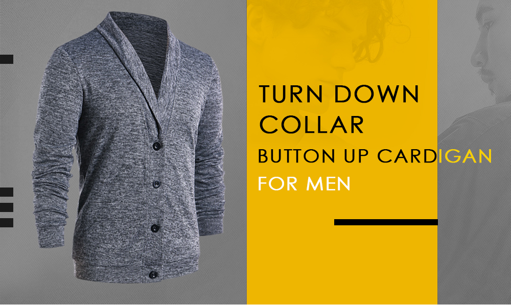 Turn Down Collar Button Up Cardigan