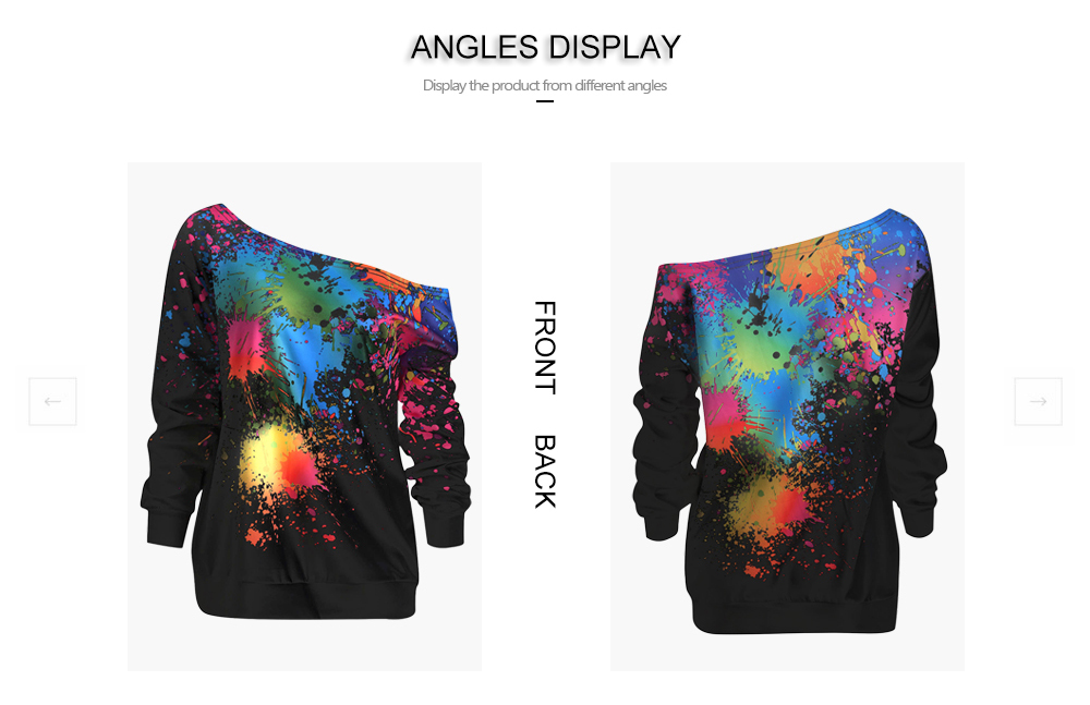 Paint Splatter Print Skew Neck Sweatshirt