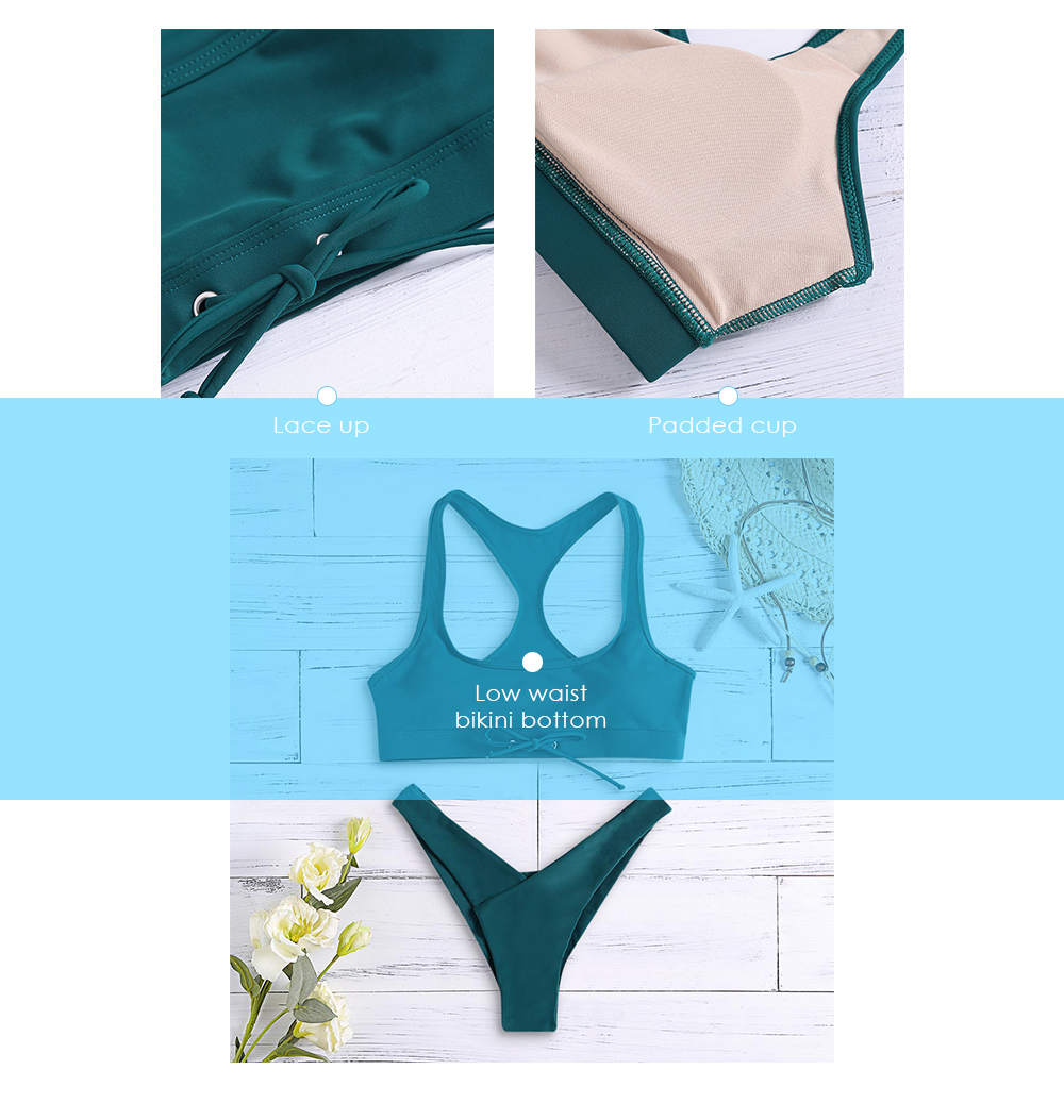 Tank Swimwear Solid Color Bikini Set Women Swimsuit Sport Style Bathing Suit