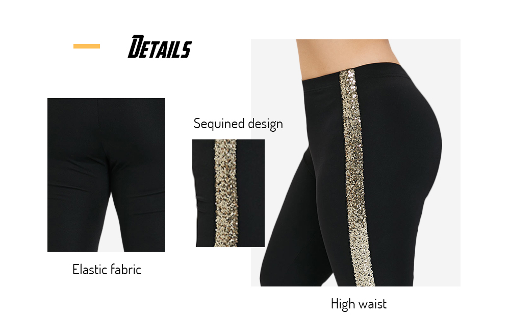 Plus Size High Waisted Sequined Leggings