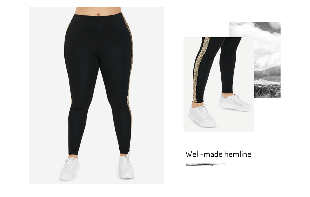 Plus Size High Waisted Sequined Leggings