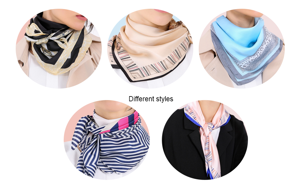 Fashionable Color Blocking Print Lightweight Square Neckerchief Women Scarf