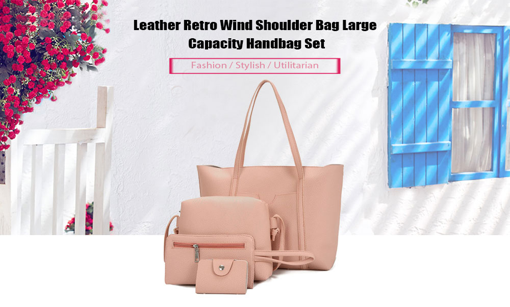 Textured Leather 4 Pieces Shoulder Bag Set