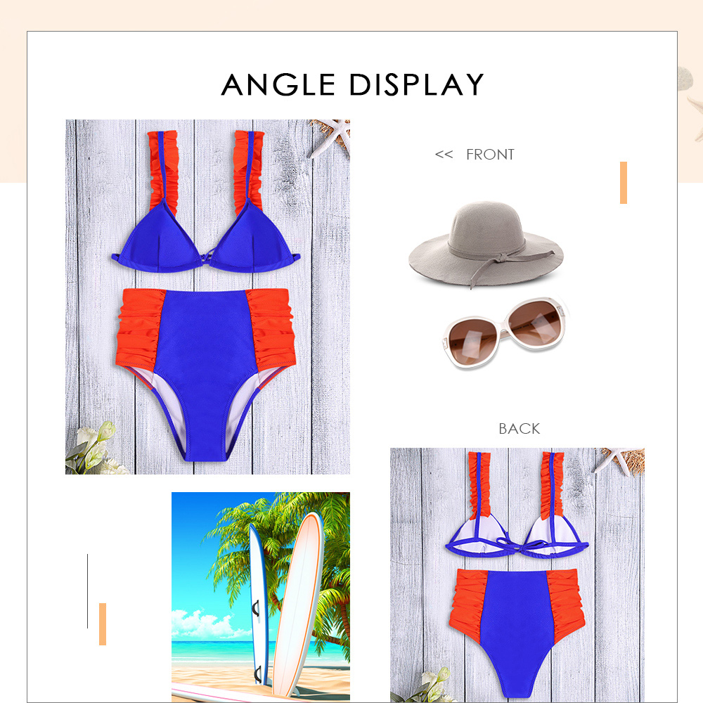 High Waist Color Blocking Bikini Padded Women Swimsuit