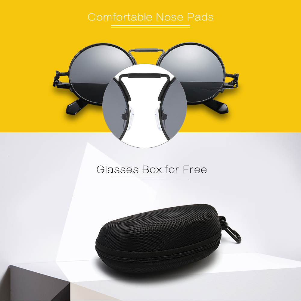 UV400 Protection Vintage Round Colored Lens Metal Frame Unisex Sunglasses