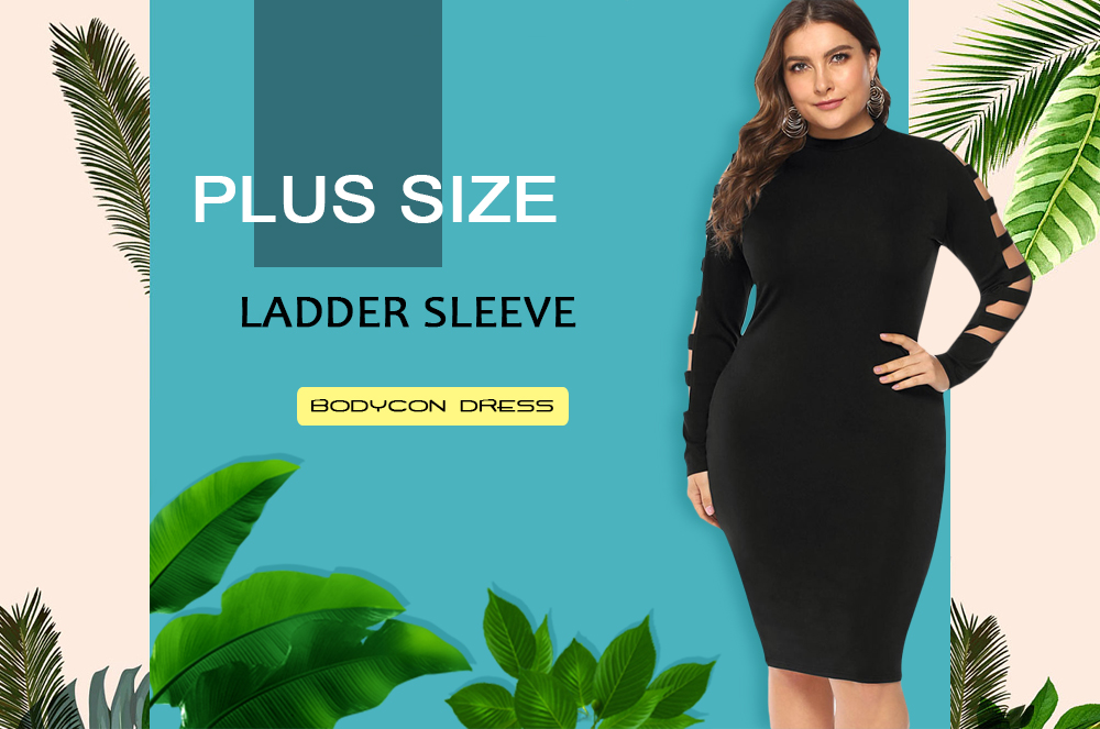 Plus Size Ladder Sleeve Bodycon Dress