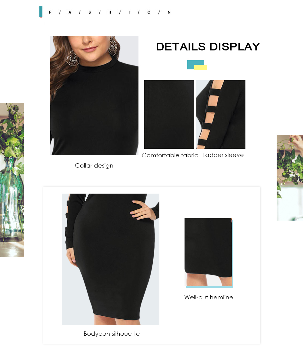 Plus Size Ladder Sleeve Bodycon Dress