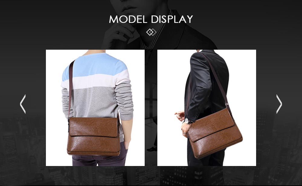 Large Capacity Solid Color PU Leather Crossbody Shoulder Bag for Men