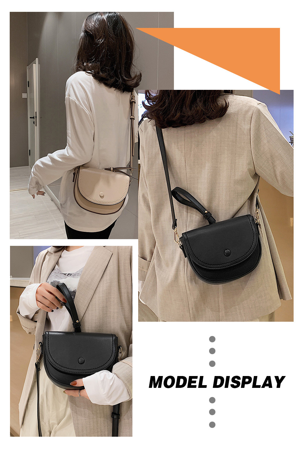 Solid Color PU Leather Special Handle Cover Closure Shoulder Bag for Women
