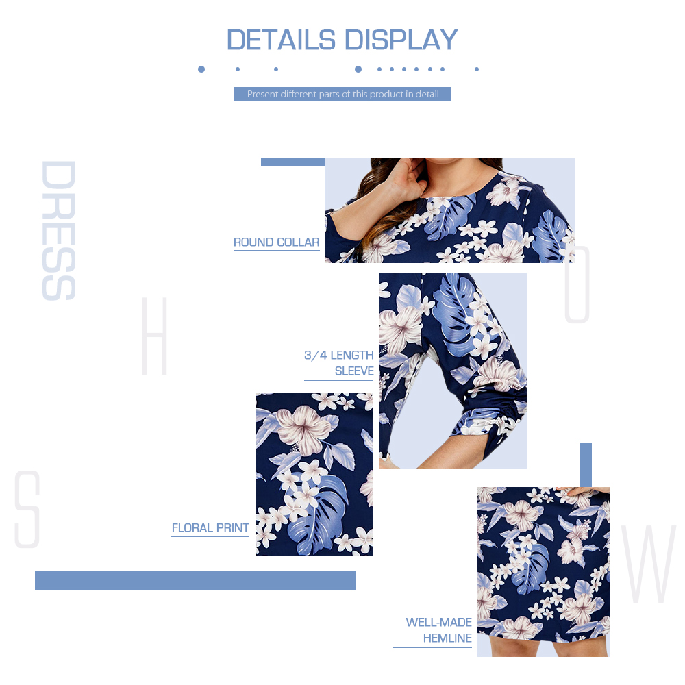 Plus Size Floral Printed Knee Length Dress