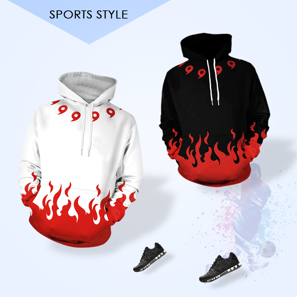 3D Fire Printed Pullover Hoodie