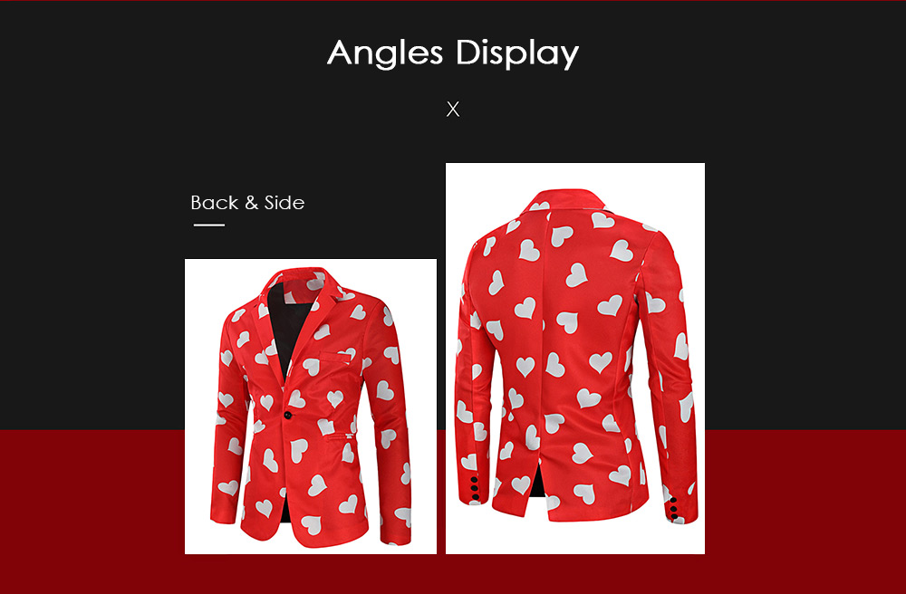 Love Heart Print Valentine's Day Casual Blazer