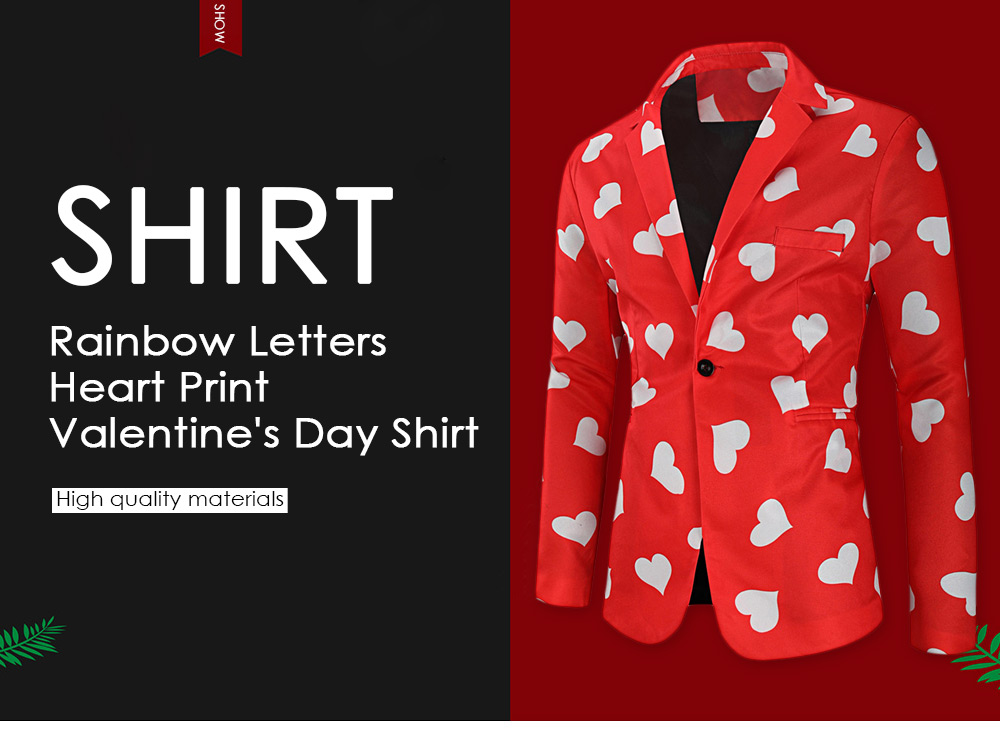 Love Heart Print Valentine's Day Casual Blazer