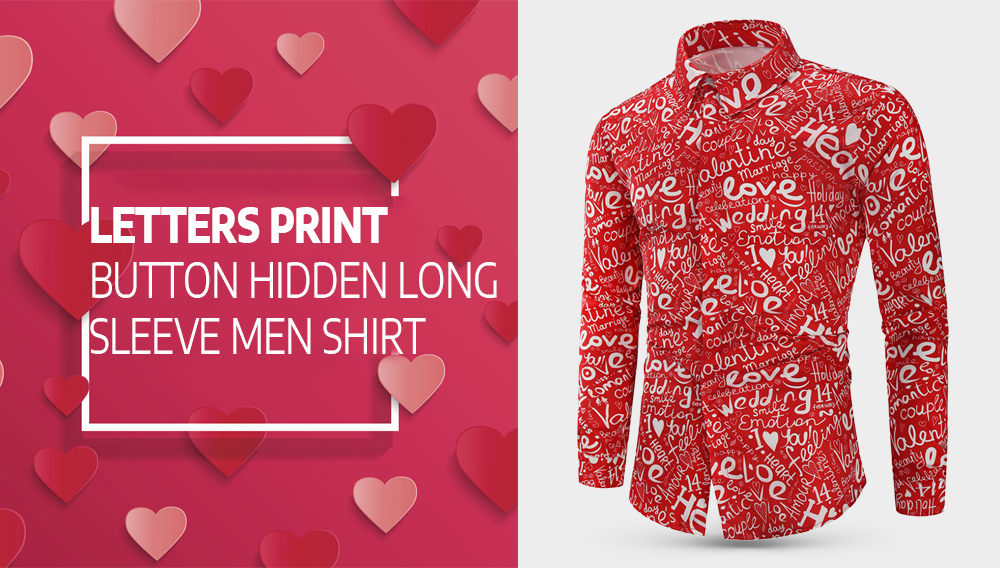 Valentine's Day Letters Print Long Sleeves Shirt