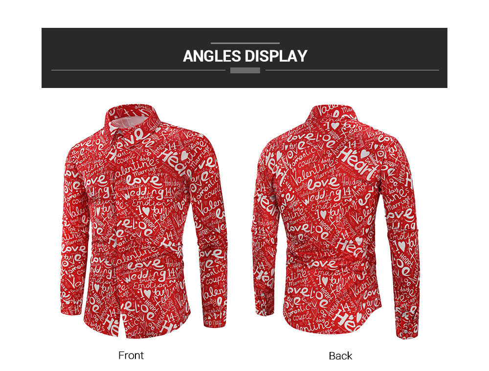 Valentine's Day Letters Print Long Sleeves Shirt