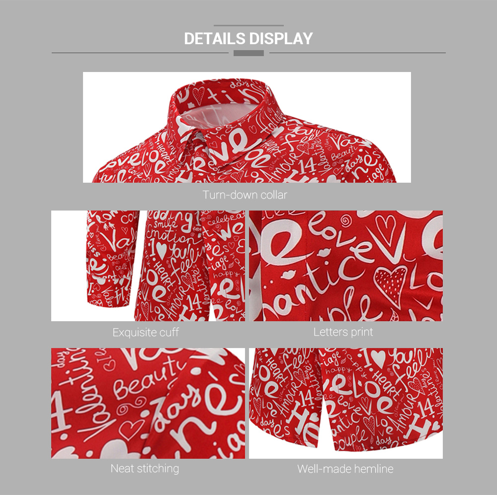 Valentine's Day Letters Print Long Sleeves Shirt