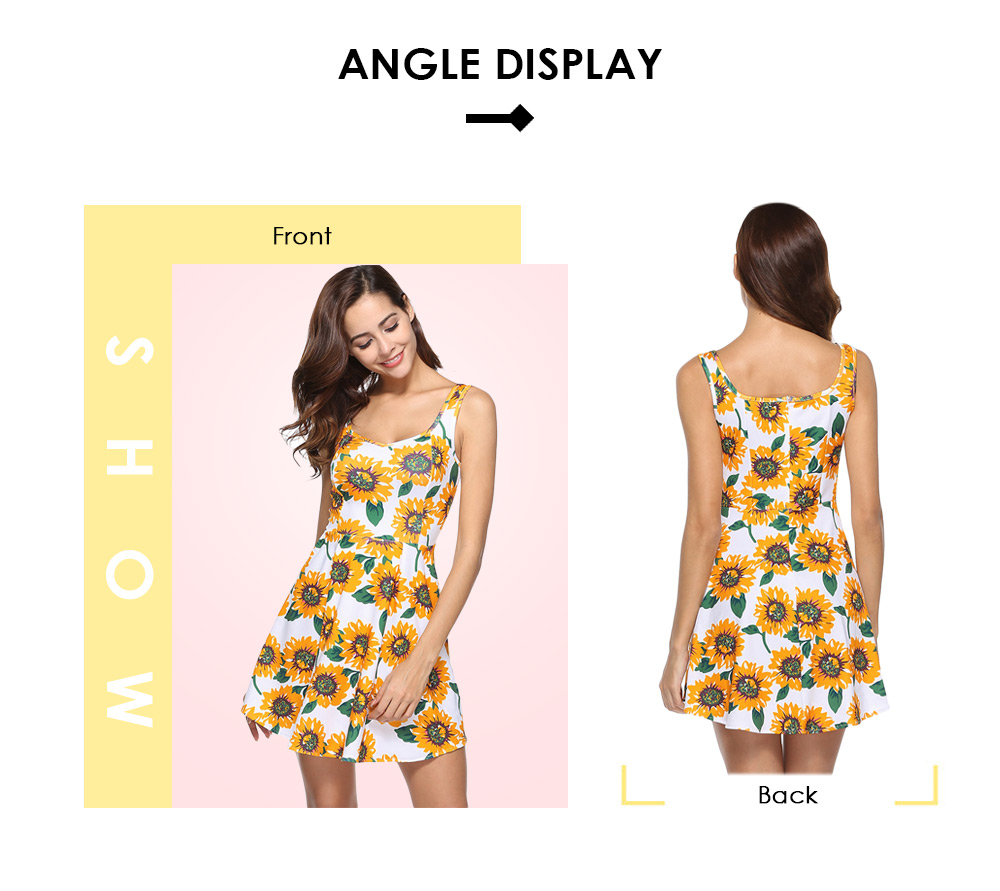 Sunflower Print Mini Dress