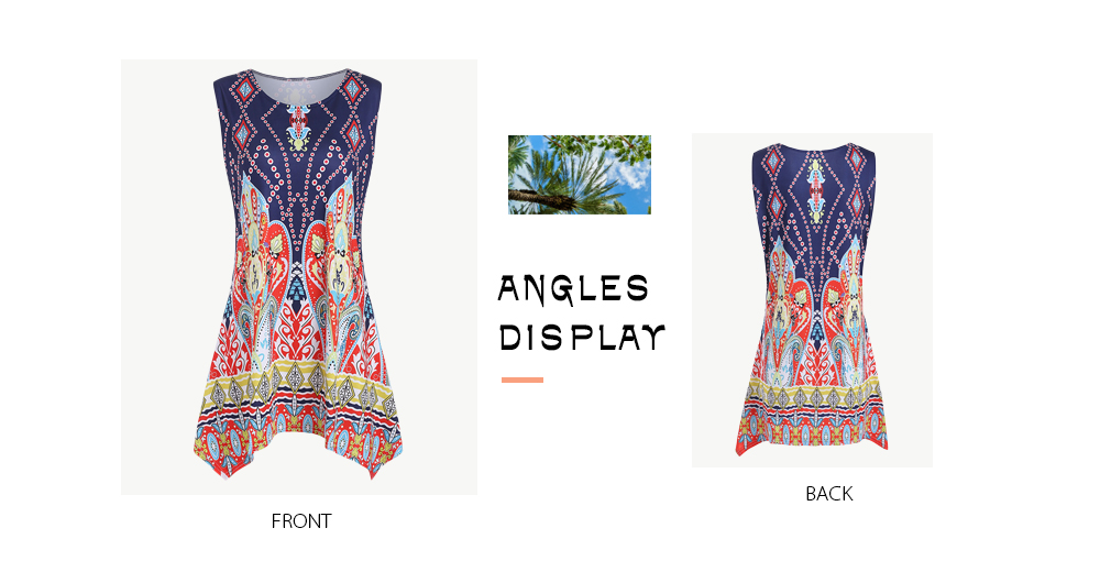 Ethnic Print Asymmetric Tank Top