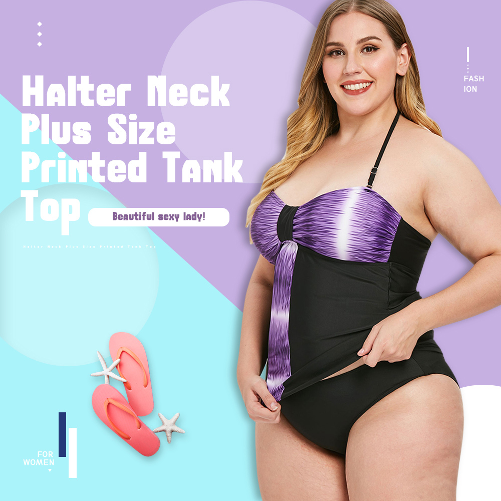 Plus Size Halter Neck Bowknot Embellished Tank Top