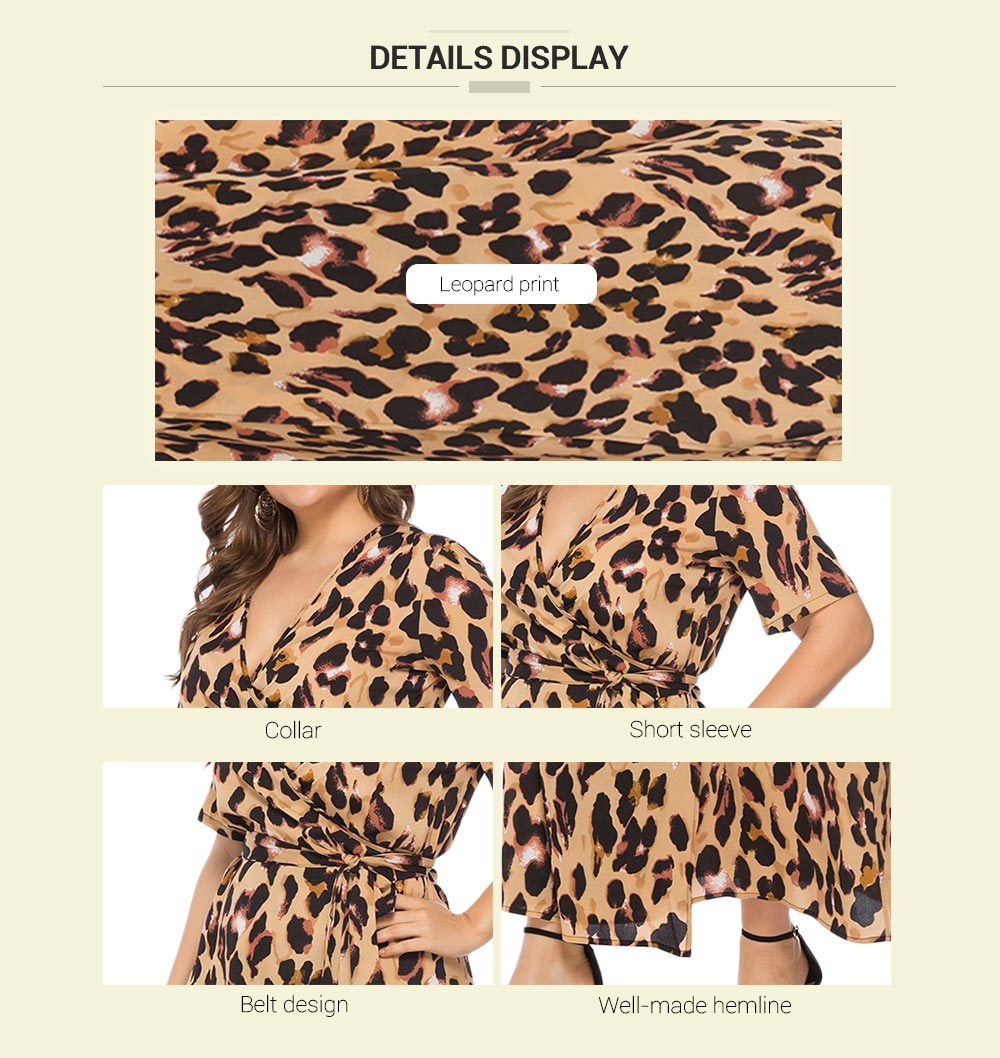 Plus Size Leopard Print Wrap Maxi Dress