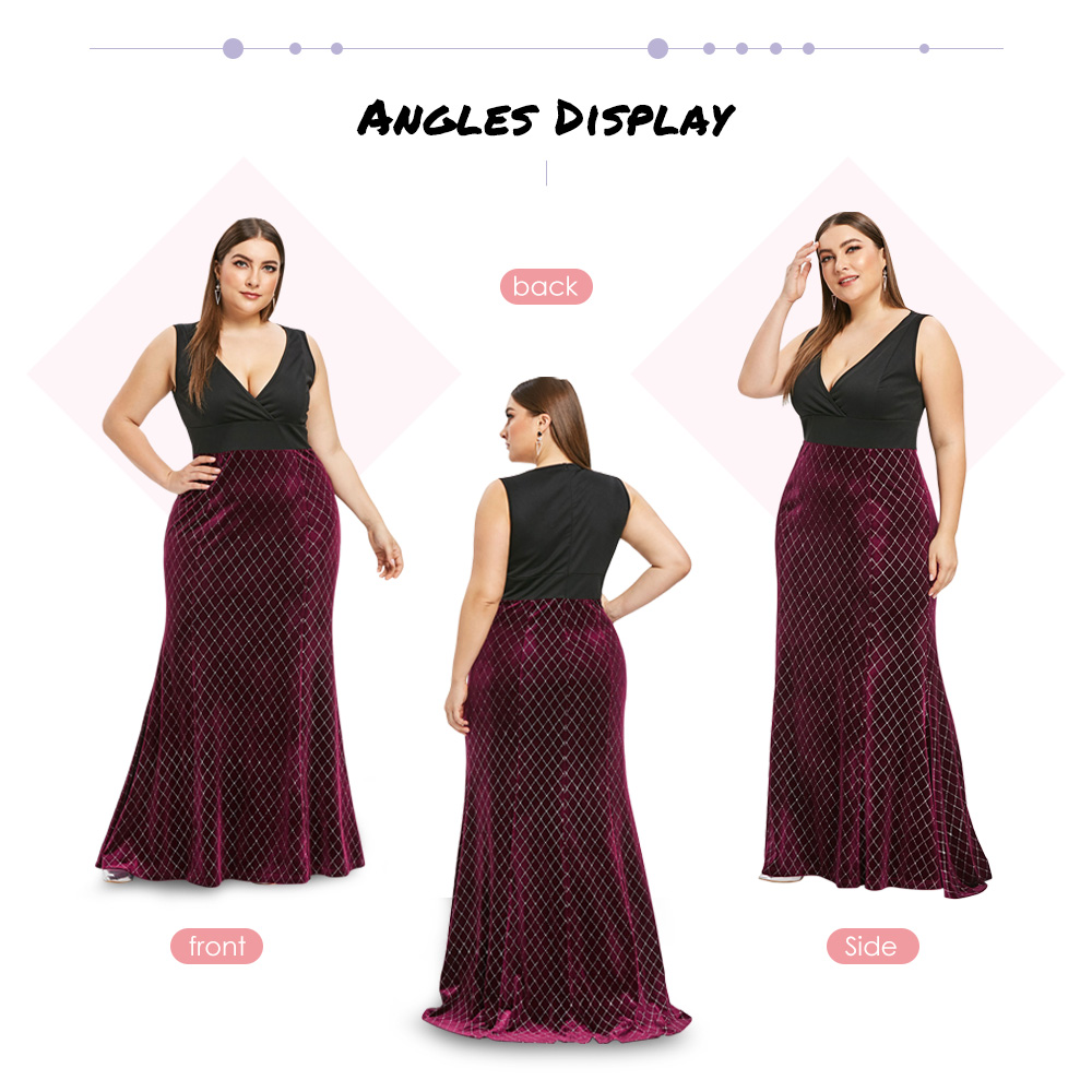 Plus Size Plunge Velvet Maxi Dress