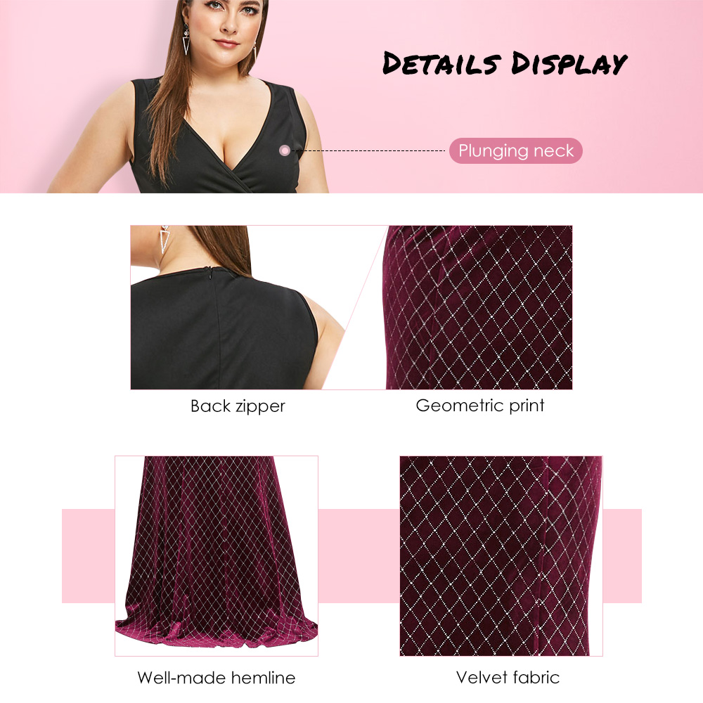 Plus Size Plunge Velvet Maxi Dress