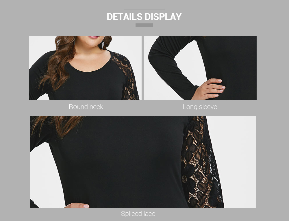 Plus Size Lace Panel Mini Bodycon Dress